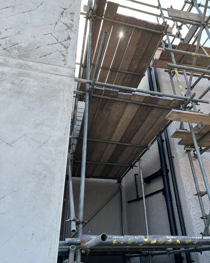 a scaffolding system on the side of a building